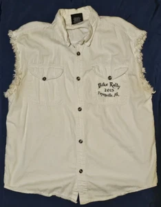 Milwaukee Performance Denim Bike Rally Vest Mens XL White Sleeveless Button Up - Picture 1 of 6