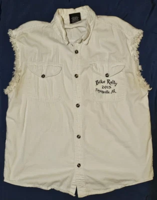 Milwaukee Performance Denim Bike Rally Vest Mens XL White Sleeveless Button Up - Image 1 of 4