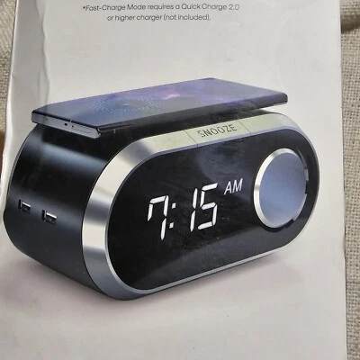 Atomi Qi Wireless Charging Alarm Clock , New Box Damage (H) - Image 1 of 2