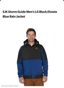 SJK STORM GUIDE MEN'S Black/Estate Blue Rain Jacket Size Large NWT - Picture 1 of 1