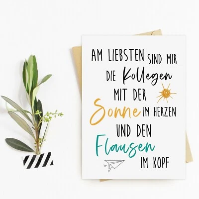 Postkarte Kollegen Abschied FLAUSEN im Kopf Kollegen Geschenk Postkarte Sprüche