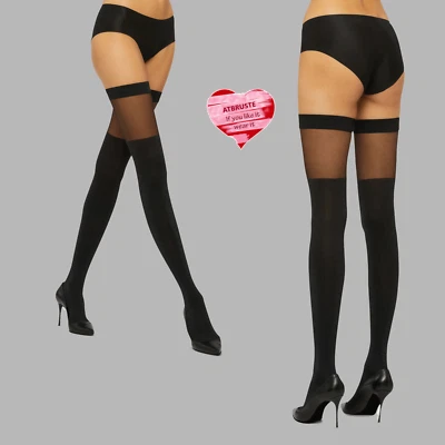 Wolford Shiny Sheer Stay-Up • XS • black- pewter ... koketter Overknee-Effekt - Bild 1 von 4