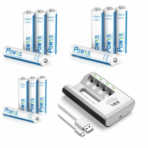 AAA Rechargeable Batteries Ni-Mh 800mAh 1.2V With EBL 4 Slots Charger Lot - Picture 1 of 21