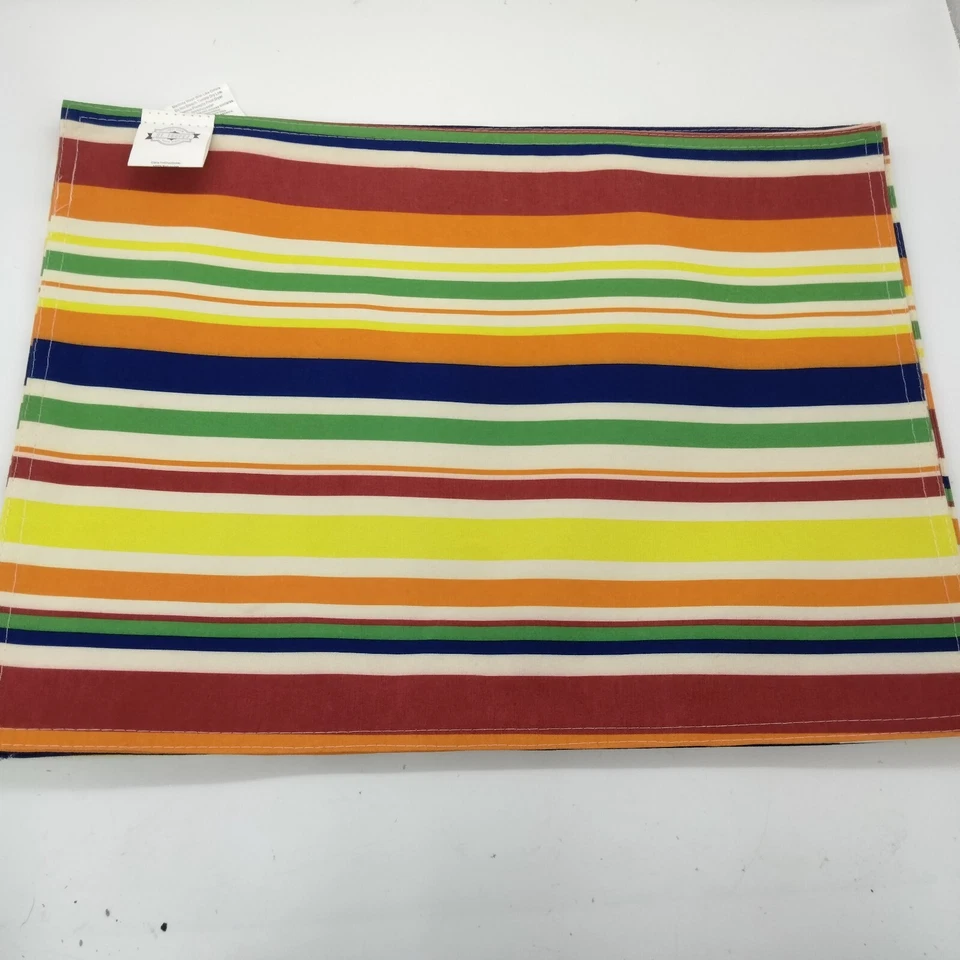 Novo sem etiquetas St. Tropez pacote com 4 conjunto Placemat 14"x19" SANTA FE STRIPE multicolor - Imagem 1 de 4