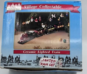 Vintage 1980s Enchanted Forest Lighted Christmas Train Engine Cars Ceramic - Picture 1 of 14
