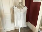 Ellos White Sleeveless Summer Holiday Beach Sun Top With Beaded Detail Size 16
