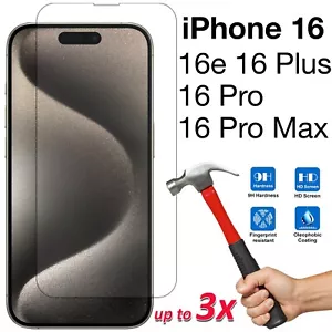 9H Tempered Glass | Film Screen Protector for iPhone 16e 16 Pro Max 15 14 13 12 - Picture 1 of 106