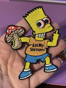 Parche en hierro bordado Simpsons Bart Eat My Shrooms 420 - Imagen 1 de 6
