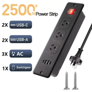 4in1 Recessed Power Strip with 2 USB Ports + 2 USB-C 240V, Flush Mount AU Plug - Picture 1 of 15