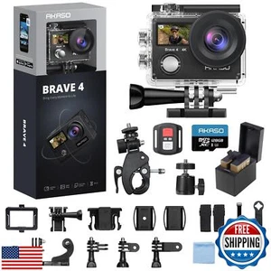 AKASO Brave 4 Action Camera 4K 30fps with 128GB MicroSDXC Card 20MP Ultra HD  - Picture 1 of 5