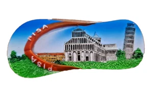 Souvenir Fridge Magnet Italia Italy - Pisa in Flip Flop Leaning Tower - Picture 1 of 2
