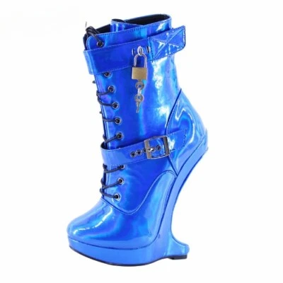 Sexy Zapatos de Tacón Alto Extremo de 18 cm con Plataforma de 3 cm con Cuña al Tobillo Juegos con disfraces Foto 1 de 4