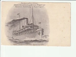 Cartolina NAVE << piroscafo rapido a doppia vite "Odin" in viaggio...>> s/w cartolina kl - Foto 1 di 2