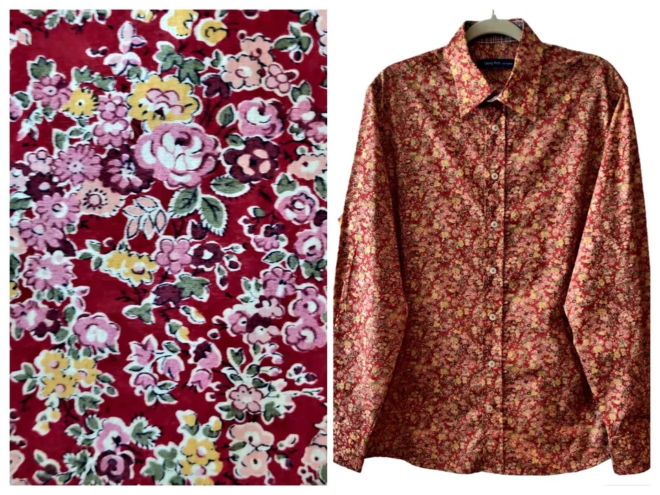 Camisa informal de algodón con botones puños abatibles florales roja de Georg Roth para hombre L Foto 1 de 4