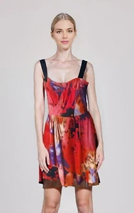 Cue in the City Colourful Summer Dress Size 12 Hidden Pockets Pleated Bodice - Picture 1 of 13