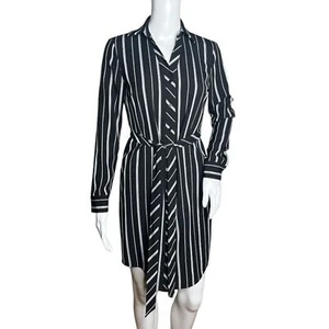 Brooks Brothers Dress Womens 0 Petite Black White Stripe Office Business Preppy - Picture 1 of 7