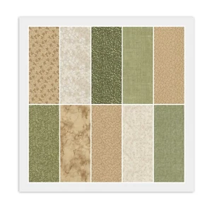 Jelly Roll - (20) 2 1/2" Strips SAGE GREEN BEIGE CAMEL, 100% Cotton Fabric - Picture 1 of 11