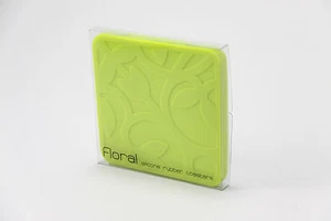 4-PACK Lime Green Floral Leaf Flower Silicone Rubber Teacup Coffee Cup Coasters - Picture 1 of 2