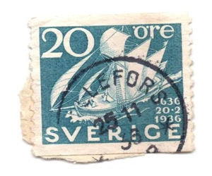 SUECIA, 1936 El 300 aniversario de la oficina de correos MC: 230 sello usado - Imagen 1 de 1