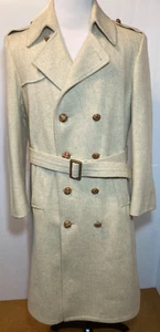 Vintage Fox Knapp Elfenbein Wolle Trench Over Mantel Herren Gr. 42 Made in USA 1960er - Bild 1 von 12
