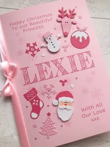 PERSONALISED 1st CHRISTMAS CARD Baby Girl First Xmas Daughter Granddaughter - Picture 1 of 30