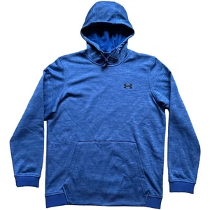 Under Armour Cold Gear Hoodie Pullover Men Sz Medium Blue Fleece Lined Heathered - Picture 1 of 6