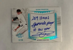 Quinn Priester 2019 Leaf Trinity Authentic Signature Illiniois Gatorade POY 2/20 - Picture 1 of 2