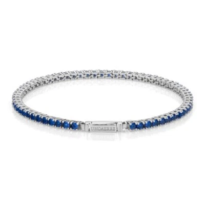 UNOAERRE BRACCIALE da uomo Tennis con zirconi blu in argento 925 (6385) - Immagine 1 di 4