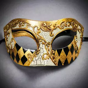 Halloween Classic Phantom Venetian Masquerade Mardi Gras Party Eyes Mask Gold - Picture 1 of 6
