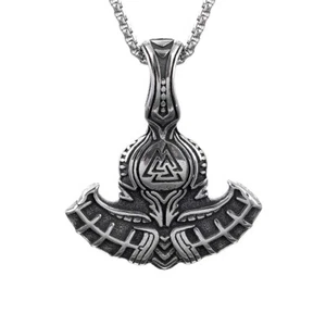Collar colgante de acero inoxidable runa vikinga hacha de batalla para hombre - Imagen 1 de 5