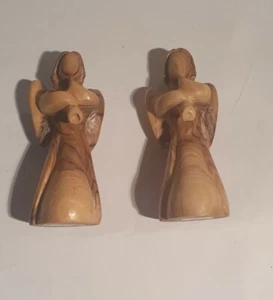Musikengel Engel Olivenholz Figur, geschnitzt, Bethlehem, 12cm - Bild 1 von 7