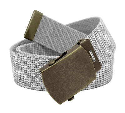 Build A Cinturón Hombre Clásico Antiguo Dorado Deslizante 1.25" Hebilla con Cinturón de Tela de Lona Foto 1 de 4