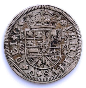 SC. Spain-Felipe V. 4 Reales 1718 M Sevilla. MBC+/VF+ Silver 10.9 G. SCARCE - Picture 1 of 2