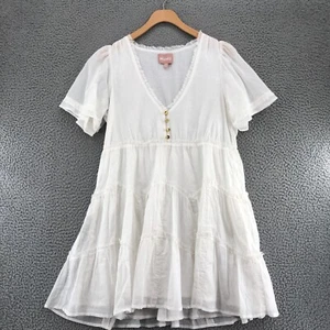 Show Me Your MuMu Dress Women Medium Alyssa White Mini Voile Tier Flutter Sleeve - Picture 1 of 13