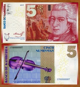 Kamberra, Regno, 5 Numismi, 2021-2023, UNC Mozart F - Foto 1 di 1