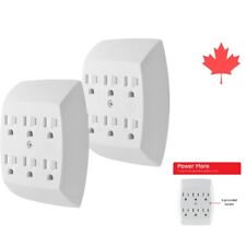 Compact 6-Outlet Wall Tap 2 Pack - Charging Station, Space Saving, UL Listed