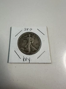 1938-D Walking Liberty Half Dollar "key date" - Picture 1 of 5