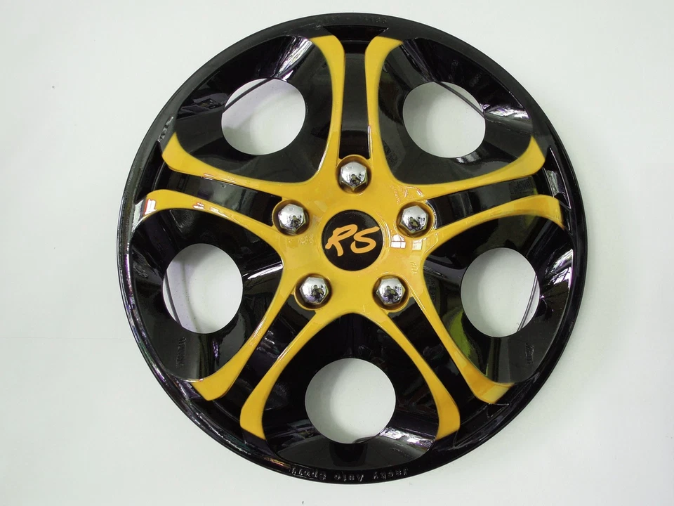  4 neue Alu- Design Radkappen in 14 Zoll "Enfinity gelb/schwarz"RS 3 Modell 2014 - Bild 1 von 1