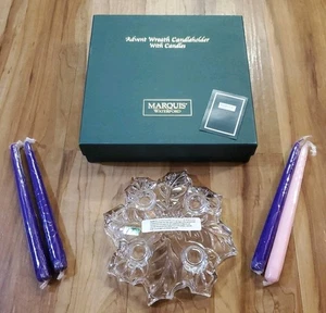 Waterford Marquis Crystal 8 1/2" Advent Wreath Candle Holder with Candles - Picture 1 of 11