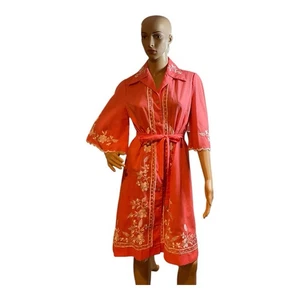 Bauernkleid Damen Vintage bestickt orange Blumen Größe 12 - Bild 1 von 16