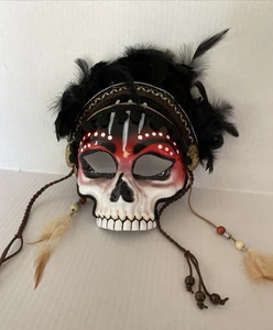 Voodoo Face Mask - Adult Skull Black & Red - Picture 1 of 10