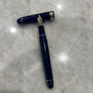 platinum 3776 14k Gold Fine F Nib Blue And Gold Fountain Pen - Picture 1 of 13