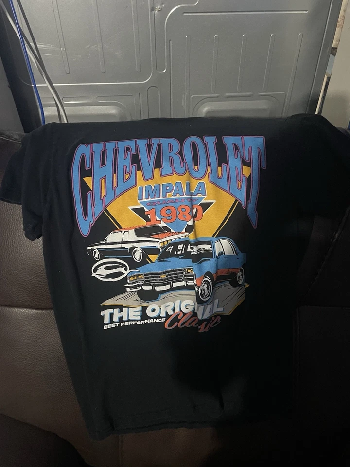 Camiseta Chevy Impala 1980 Vintage Retro Vibraciones Talla Grande Clásico Auto Show EE. UU. Foto 1 de 3
