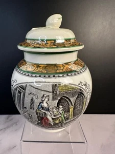 Vintage Adams Real English Ironstone Covered Ginger Jar Charles Dickens Scene - Picture 1 of 8