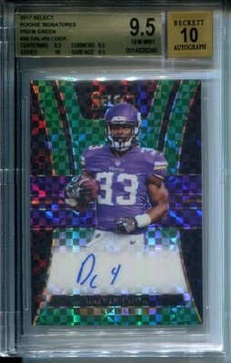 2017 Select Rookie Signatures Prizm Green Dalvin Cook #2/5 AUTO BGS 9.5 - Image 1 of 2