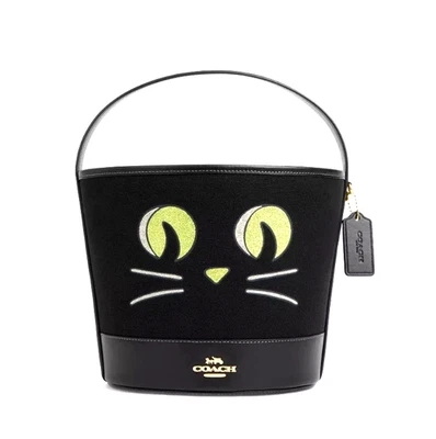 NWT Authentic Coach CW532 Trick Or Treat Black Cat HALLOWEEN Bucket Bag Purse - Image 1 of 4