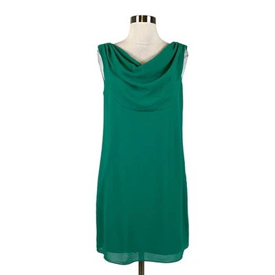 Vince Camuto Women's Dress Size 14 Green Chiffon Sleeveless Cut Out Back Shift - Image 1 of 4