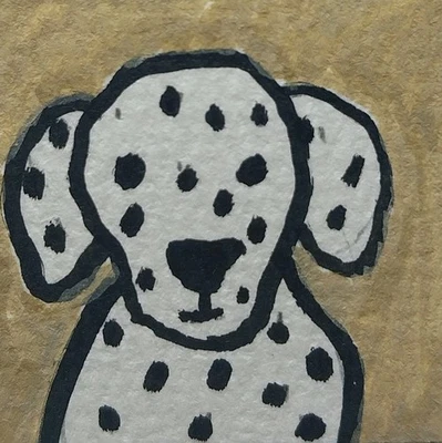 Pintura Original GAT 1.5 pulgadas Pequeña Coleccionable Negro Blanco Perro Cachorro Animales Arte Foto 1 de 4