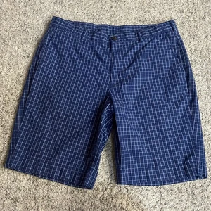 Brooks Brothers Shorts Mens W36 Blue White Plaid Chino Flat Front Cotton - Picture 1 of 11