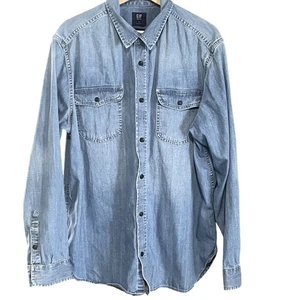 Vintage GAP Denim Shirt Mens Size Large Blue Long Sleeve Button Front Pockets - Picture 1 of 5